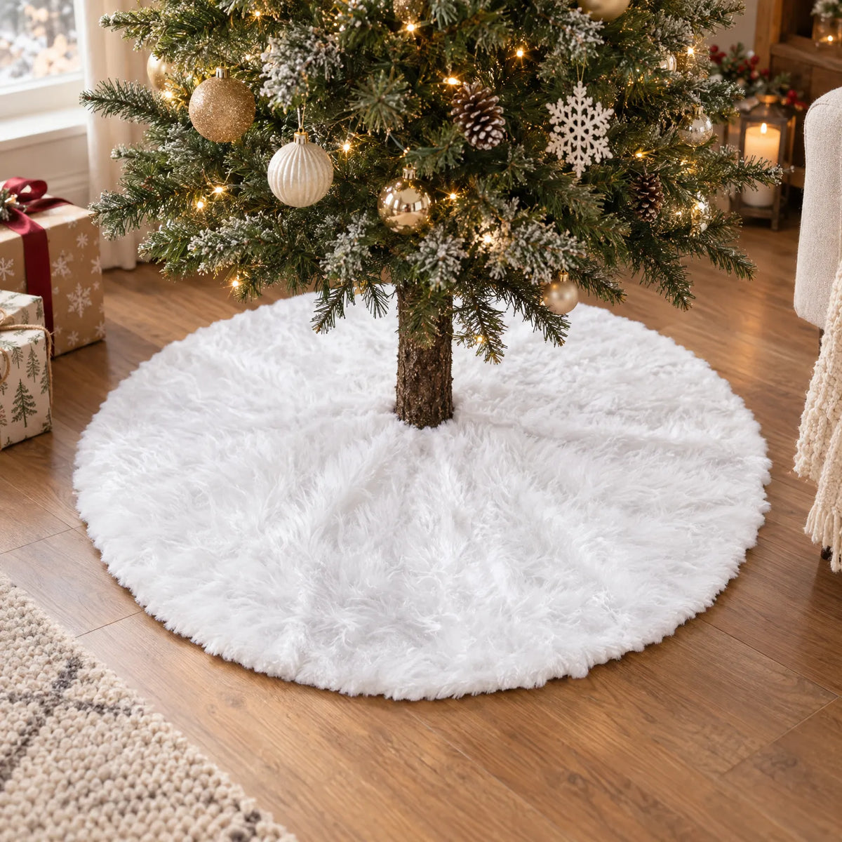 Plush Faux Fur Christmas Tree Skirt