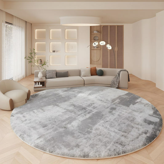 Plush Lambswool Round Rug Modern Nordic Abstract | Tervalo