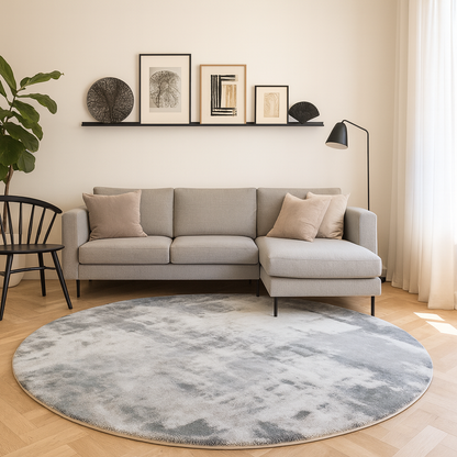 Plush Lambswool Round Rug Modern Nordic Abstract | Tervalo
