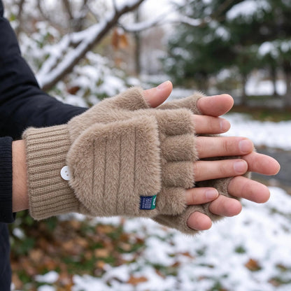 Plush Wrist Length Fingerless Gloves