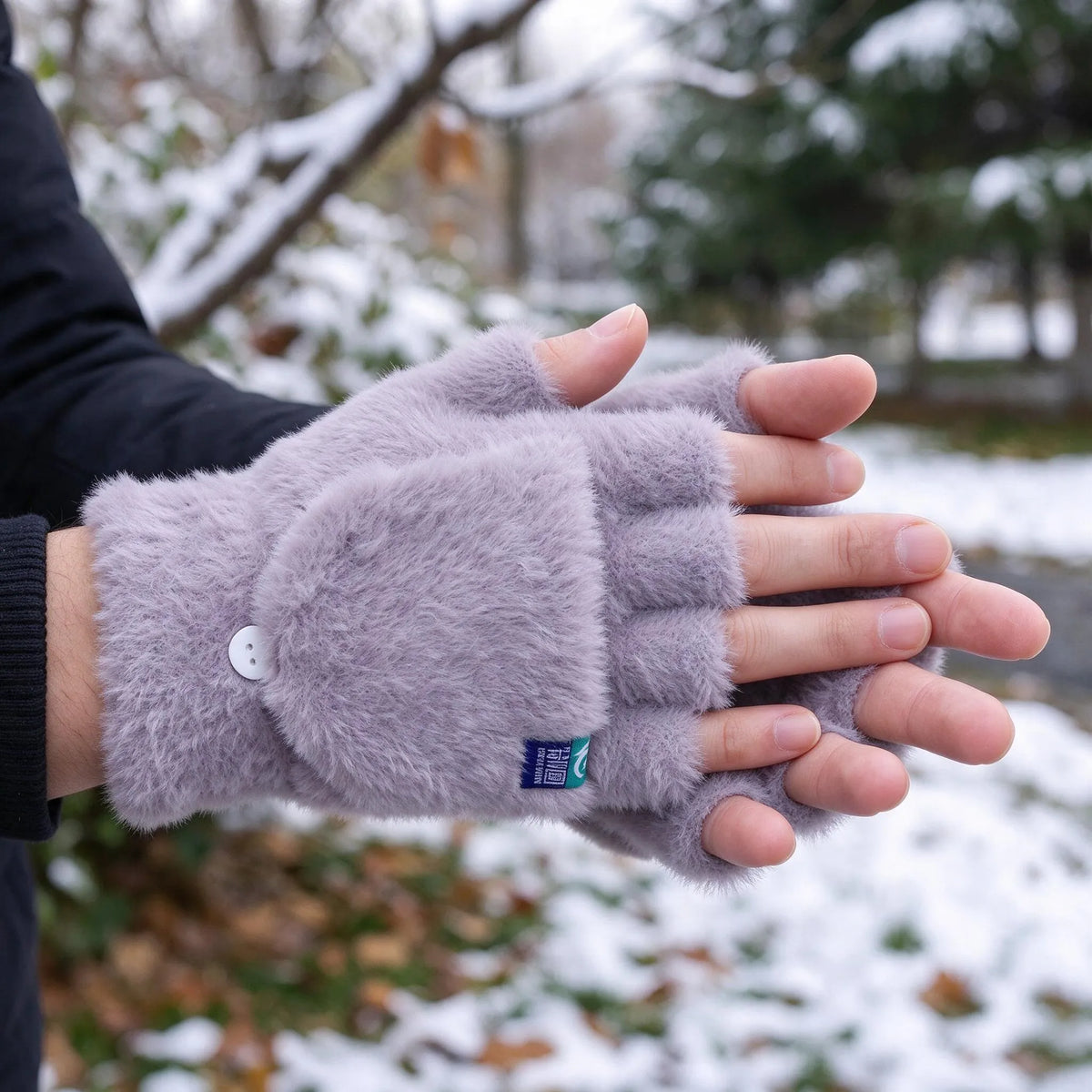 Plush Wrist Length Fingerless Gloves