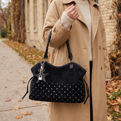 Polka Dot Drawstring Tote Bag