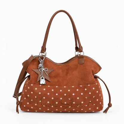 Polka Dot Drawstring Tote Bag