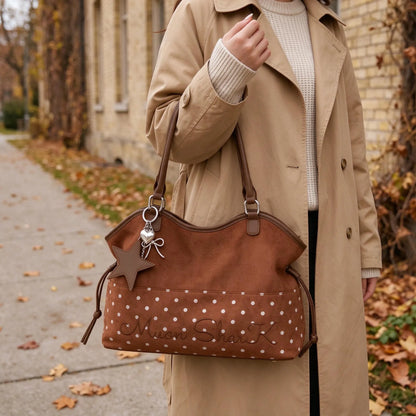 Polka Dot Drawstring Tote Bag