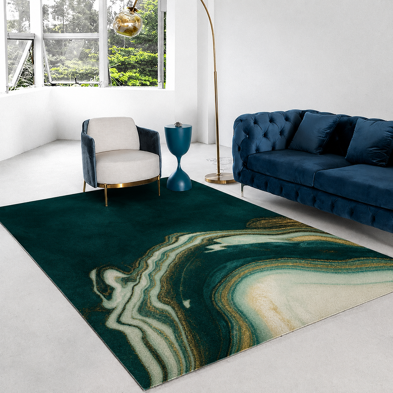 Polyester Abstract Marble Modern Bedroom Area Rug | Calveno