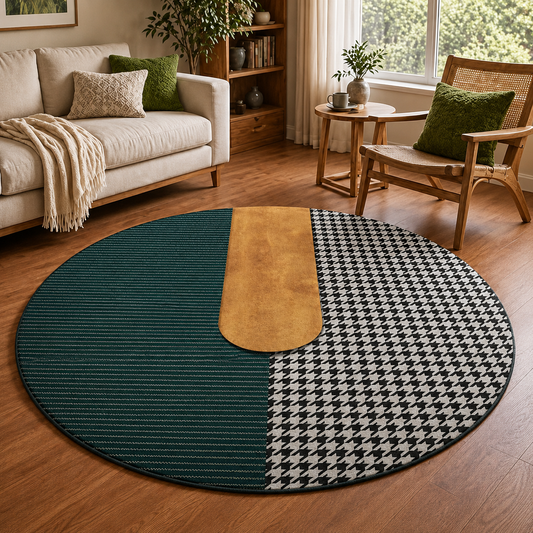 Polyester Round Geometric Pattern Modern Style Rug | Travello