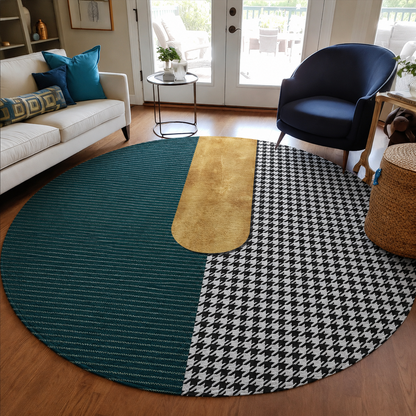 Polyester Round Geometric Pattern Modern Style Rug | Travello