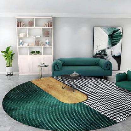 Polyester Round Geometric Pattern Modern Style Rug | Travello
