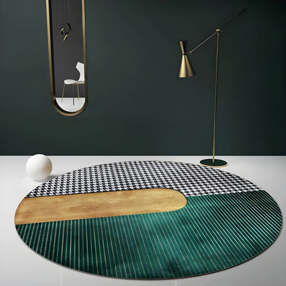 Polyester Round Geometric Pattern Modern Style Rug | Travello