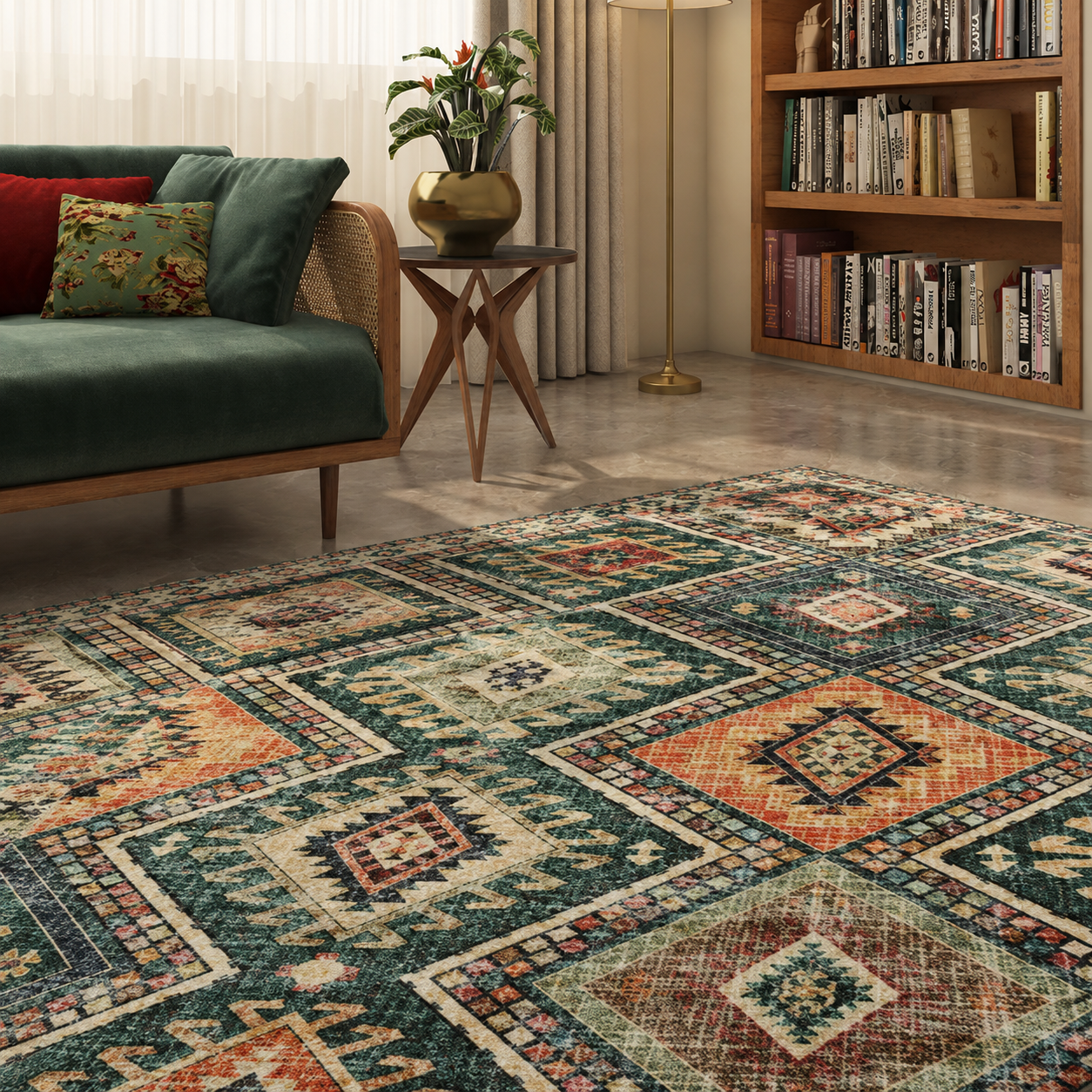 Polyester Tribal Rug Southwestern Machine Washable | Daventro
