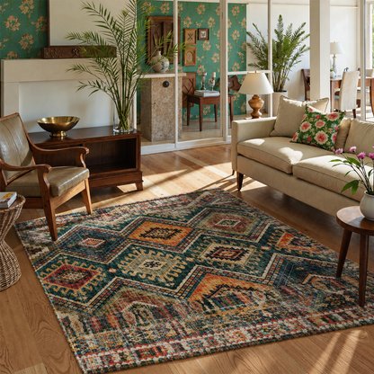 Polyester Tribal Rug Southwestern Machine Washable | Daventro