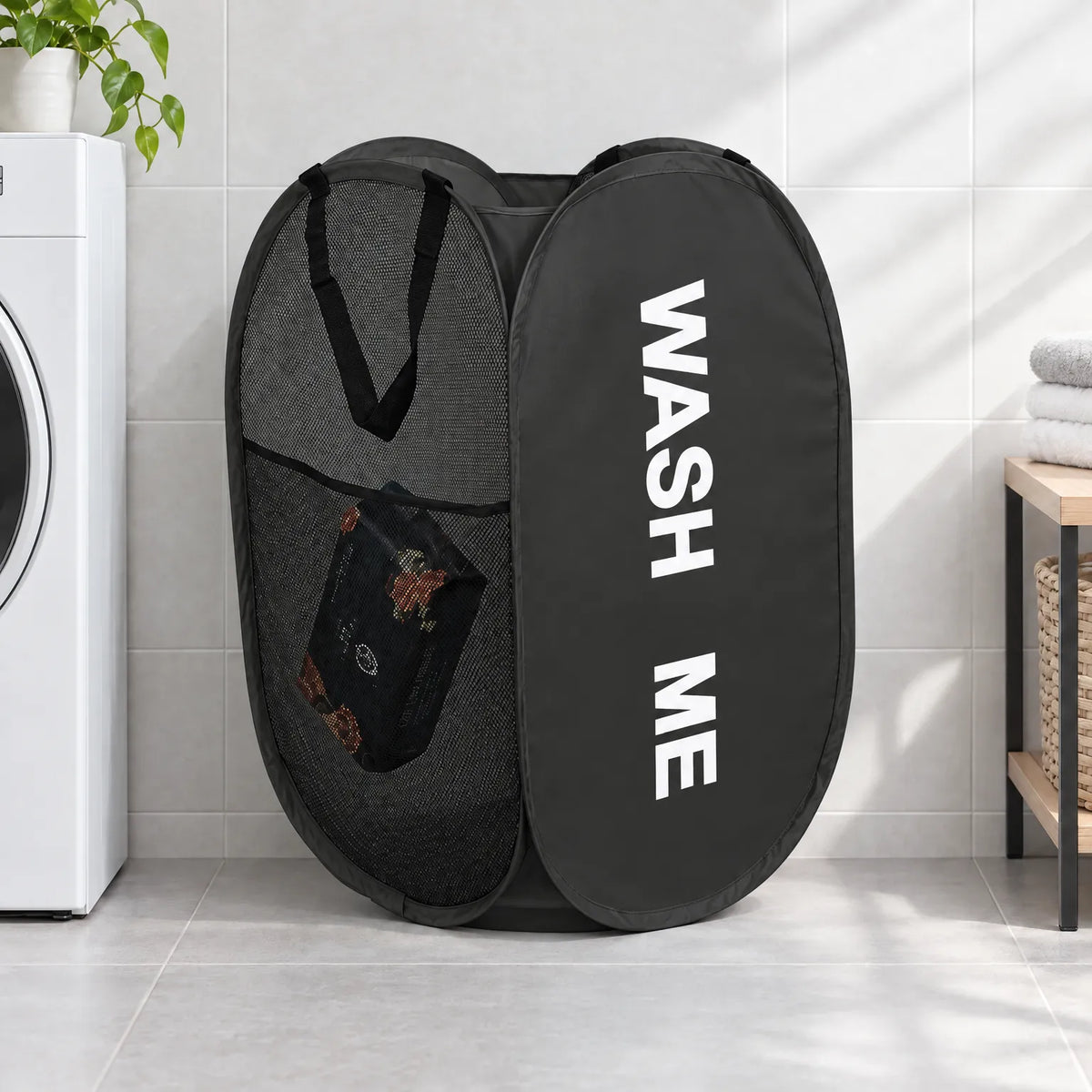 Pop-Up Mesh Laundry Hamper