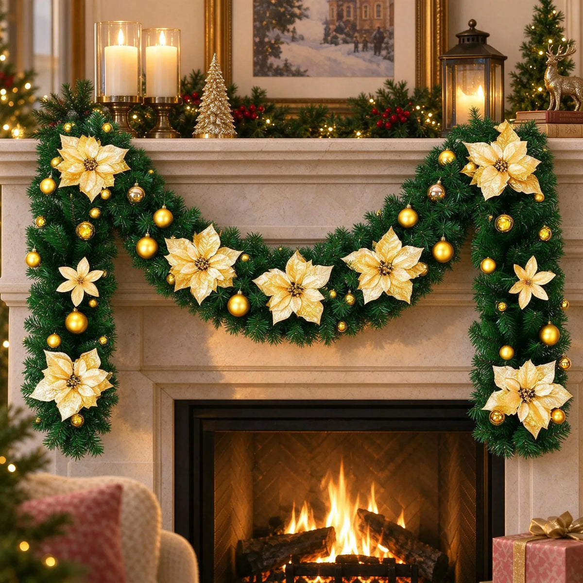 Pre-Lit Christmas Door Garland