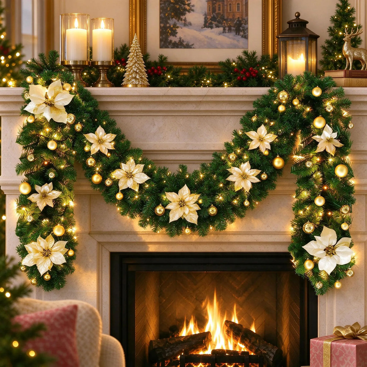 Pre-Lit Christmas Door Garland