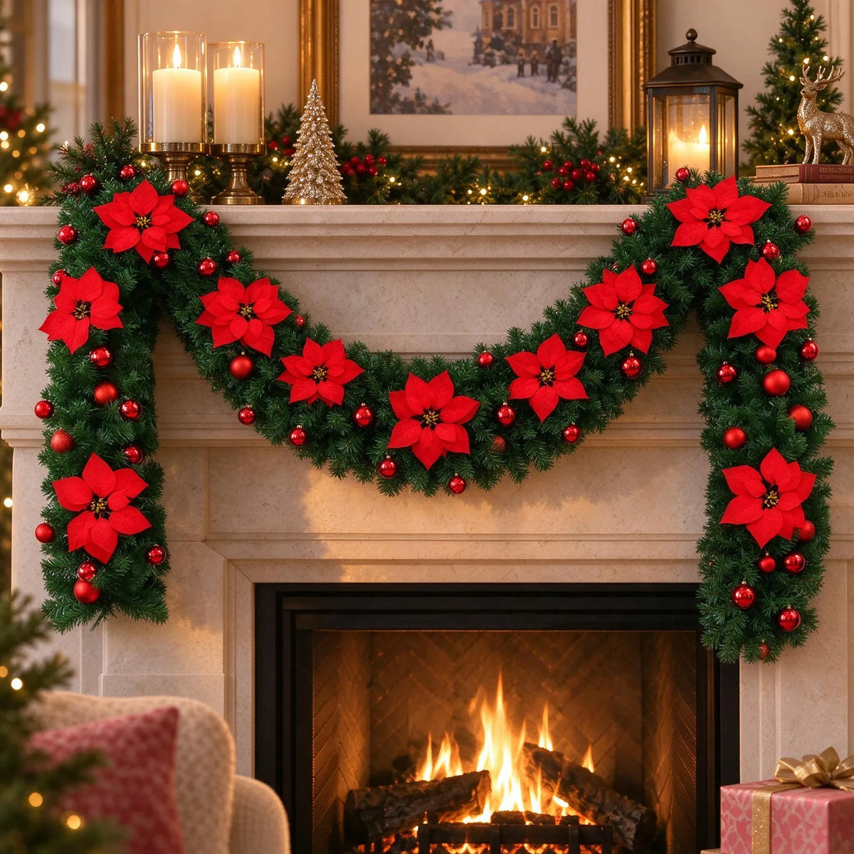 Pre-Lit Christmas Door Garland