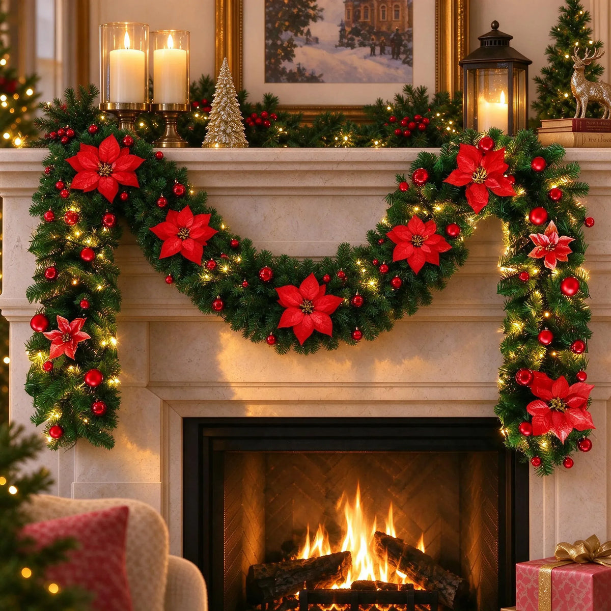 Pre-Lit Christmas Door Garland
