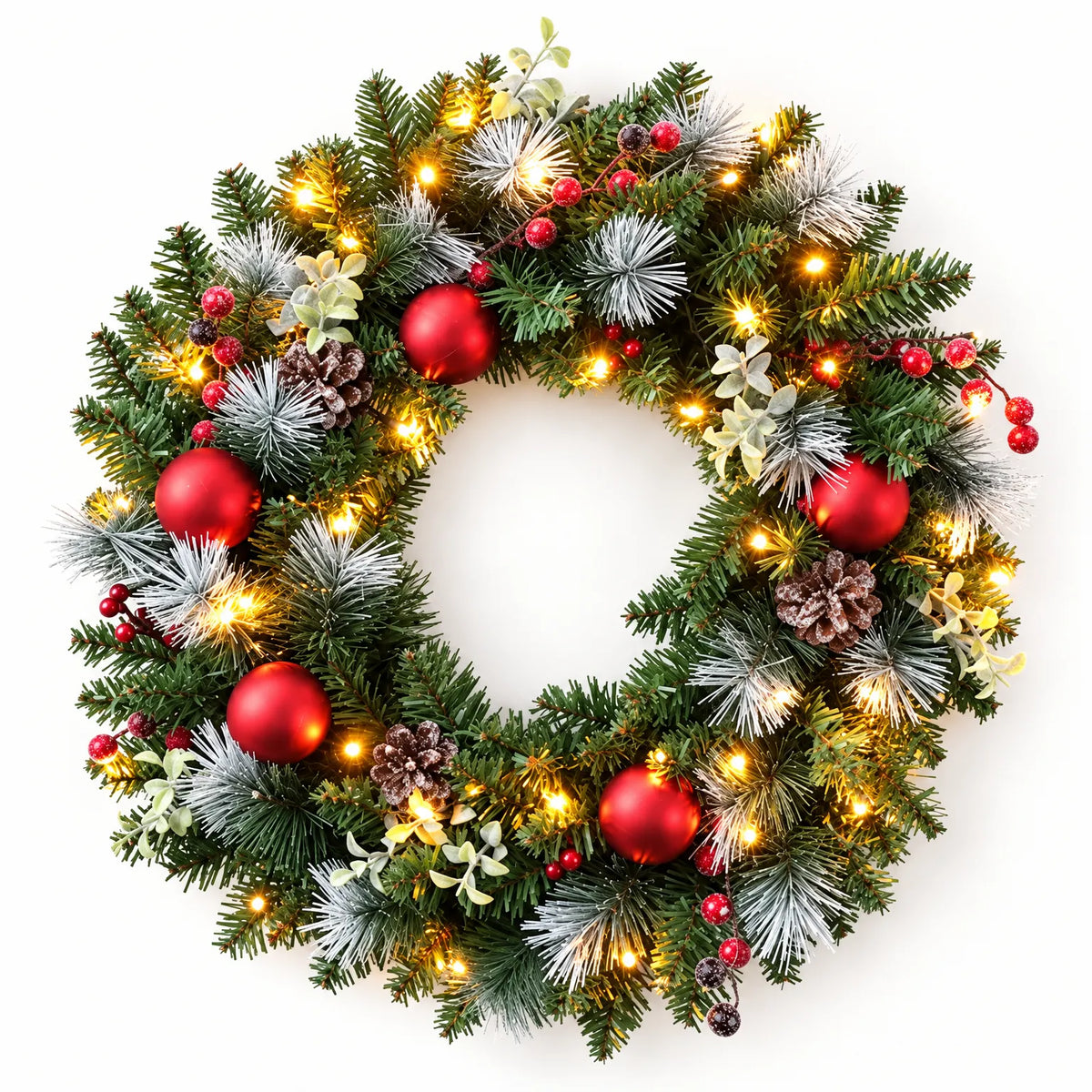 Pre Lit Christmas Front Door Wreath