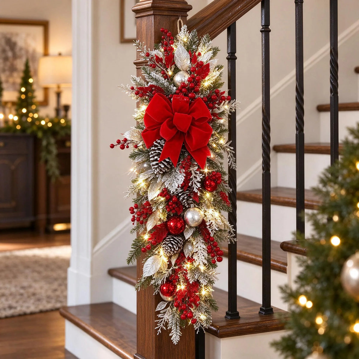 Pre Lit Christmas Stair Swag