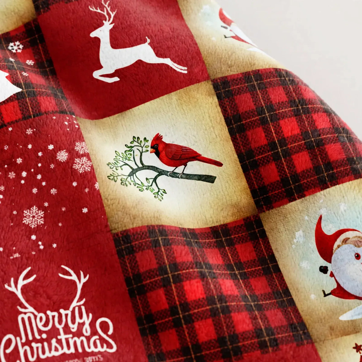 Printed Christmas Fleece Throw Blanket