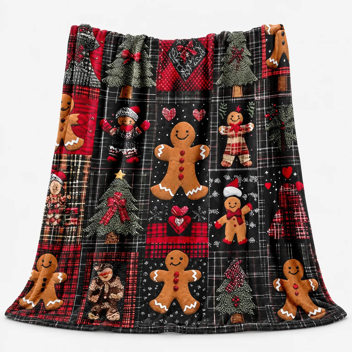 Printed Gingerbread Tree Christmas Throw Blanket