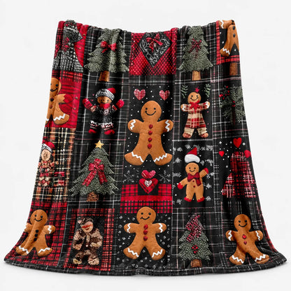 Printed Gingerbread Tree Christmas Throw Blanket