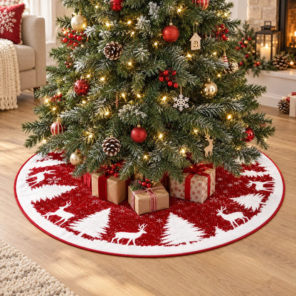 Printed Holiday Motif Christmas Tree Skirt
