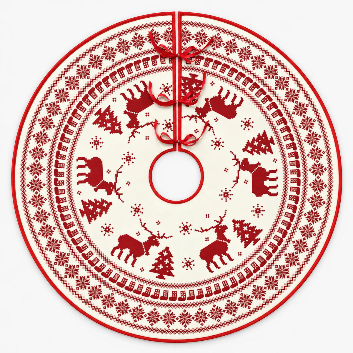 Printed Holiday Motif Christmas Tree Skirt