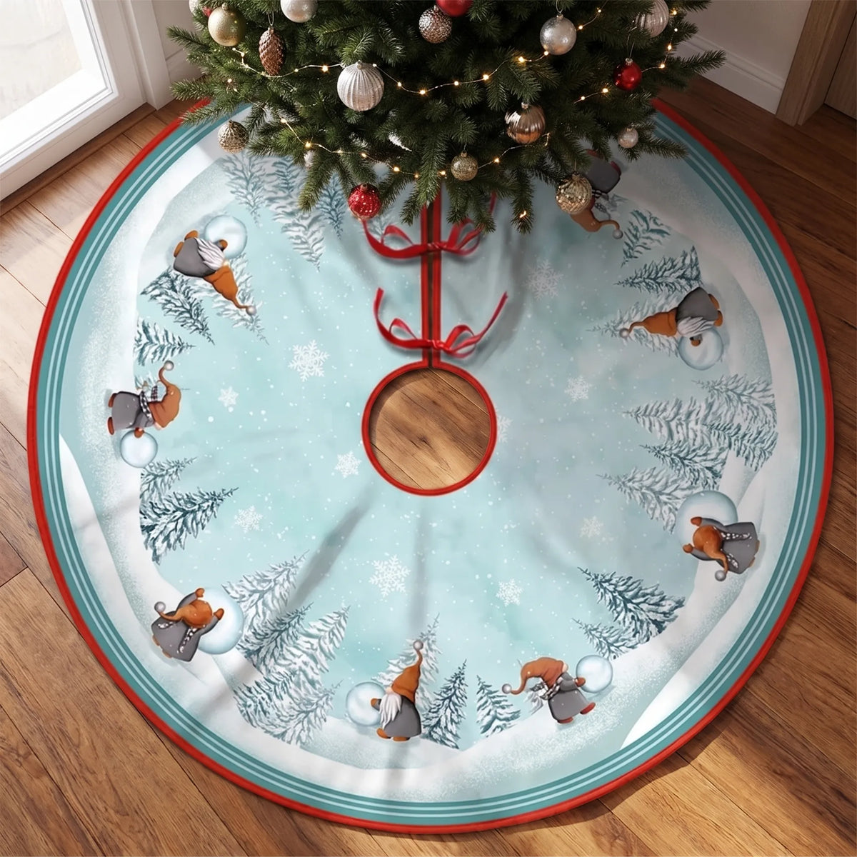 Printed Holiday Motif Christmas Tree Skirt