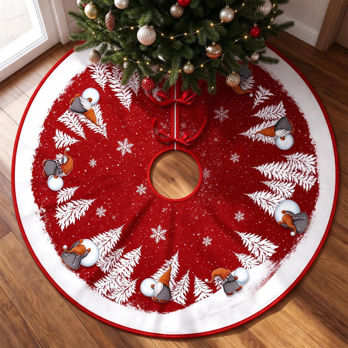 Printed Holiday Motif Christmas Tree Skirt
