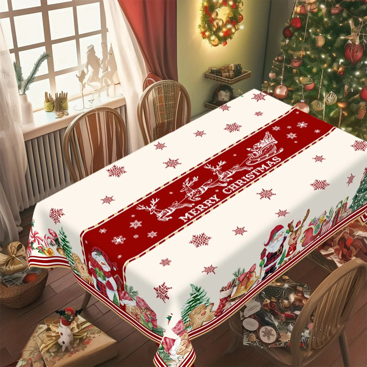 Printed Round Holiday Tablecloth