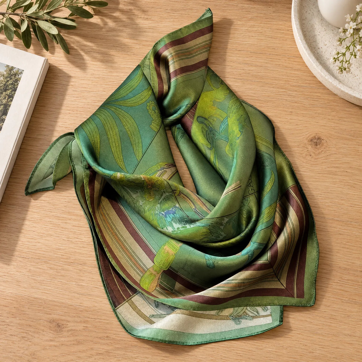 Printed Simulated Silk Square Scarf