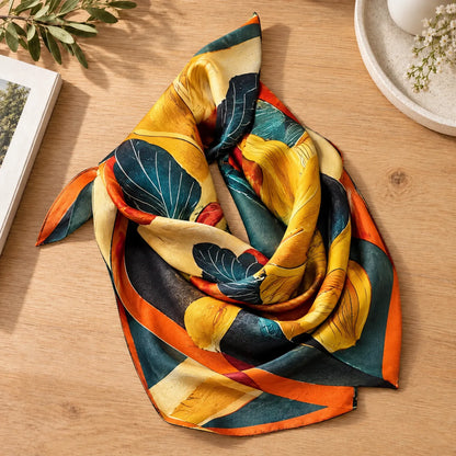 Printed Simulated Silk Square Scarf