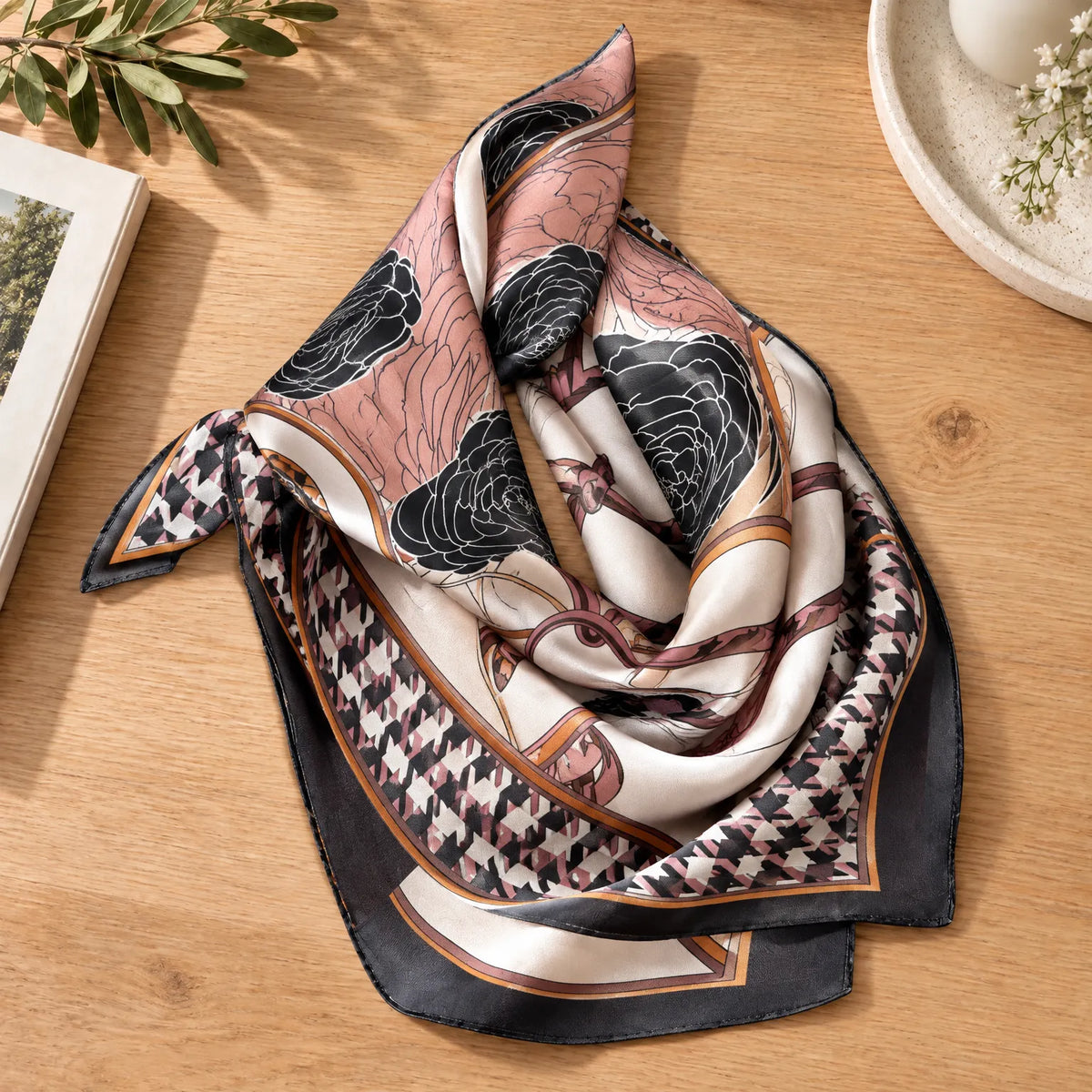 Printed Simulated Silk Square Scarf