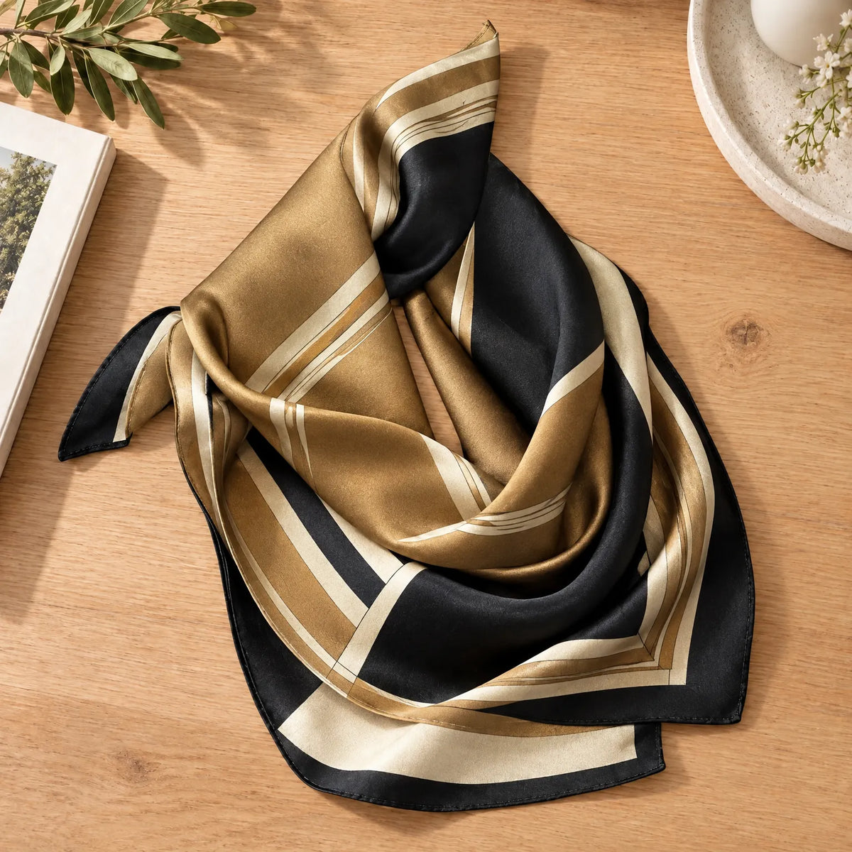 Printed Simulated Silk Square Scarf