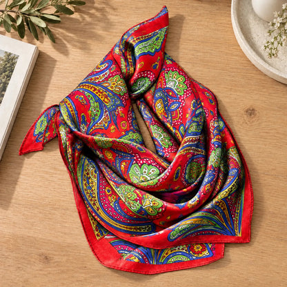 Printed Simulated Silk Square Scarf