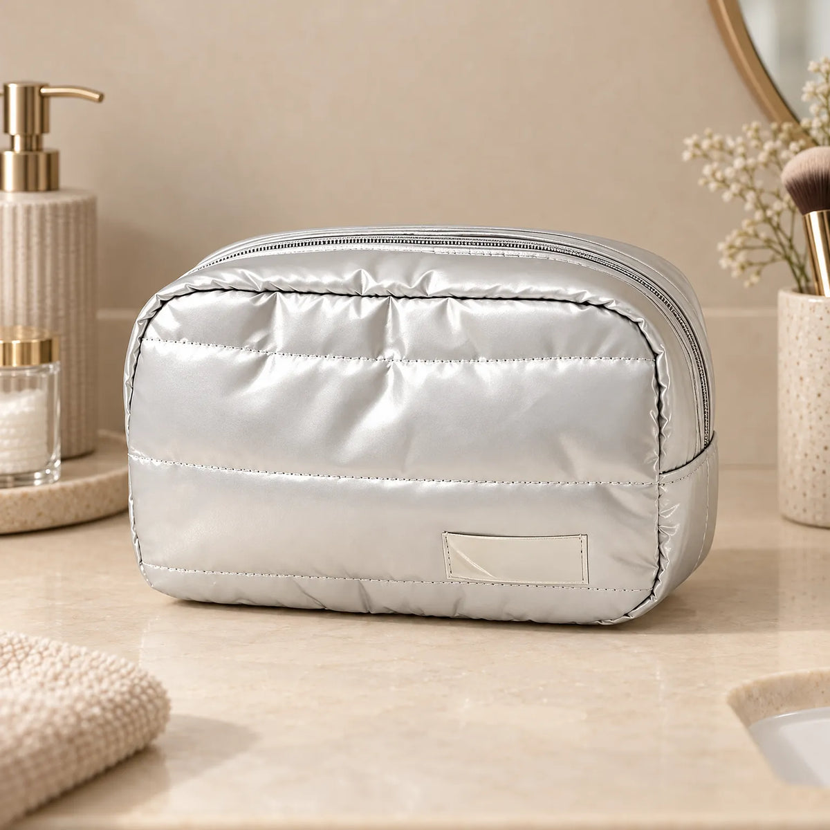 Quilted Travel Makeup Bag