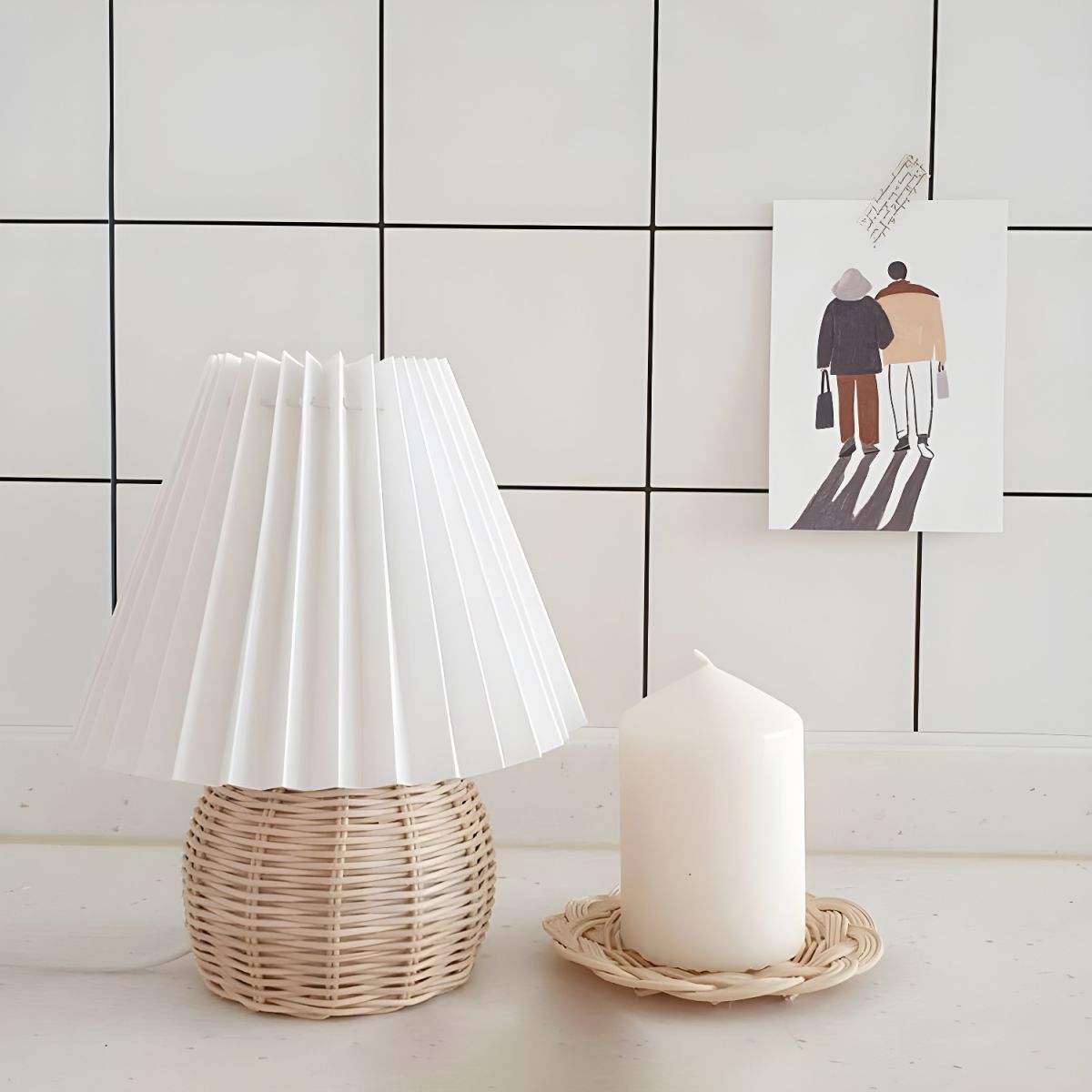 Rattan Table Lamp with Pagoda Shade Oriental Style | Varillo