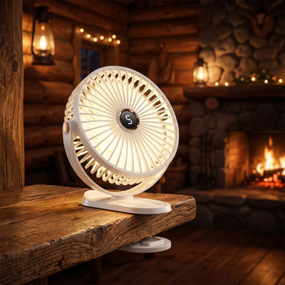 Rechargeable Camping Fan With Light | CampBreeze