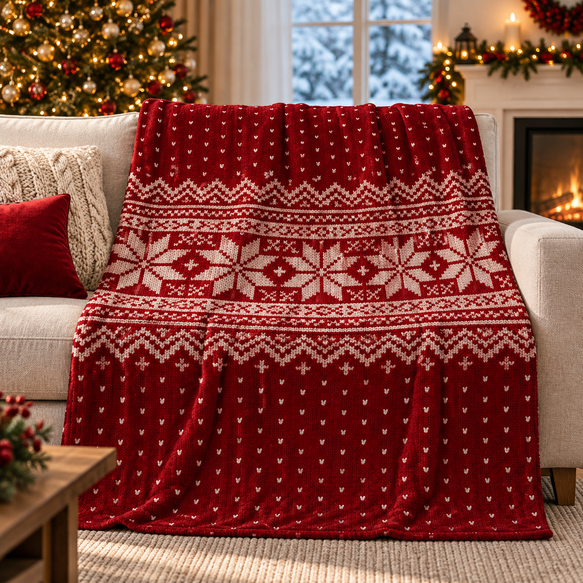 Rectangular Christmas Accent Throw Blanket