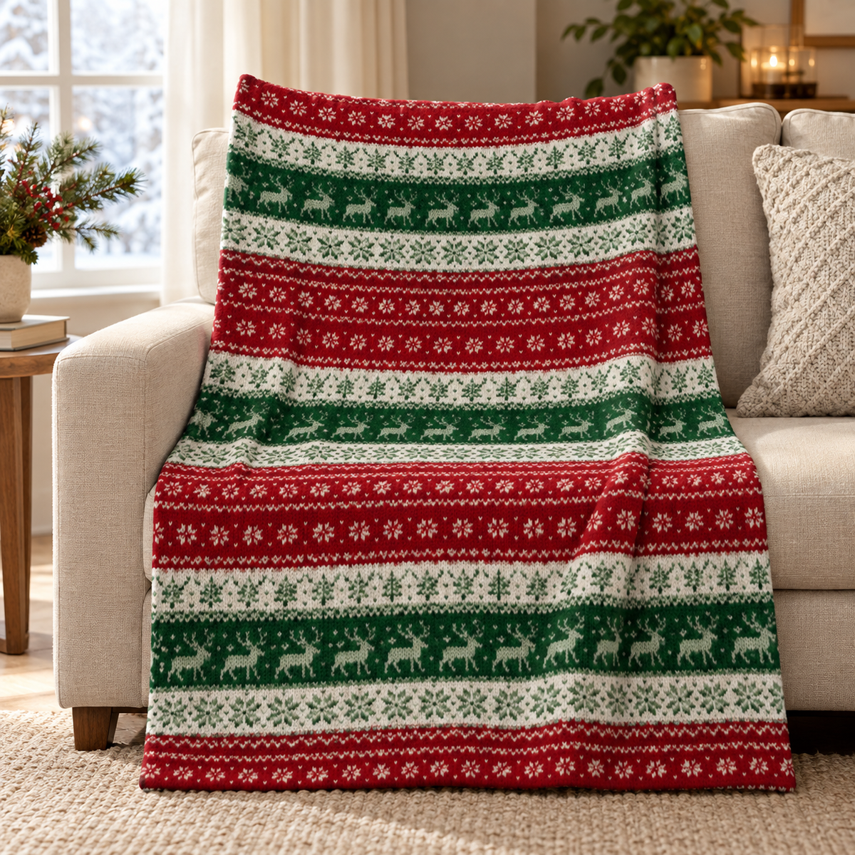 Rectangular Christmas Accent Throw Blanket