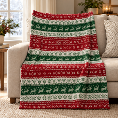Rectangular Christmas Accent Throw Blanket