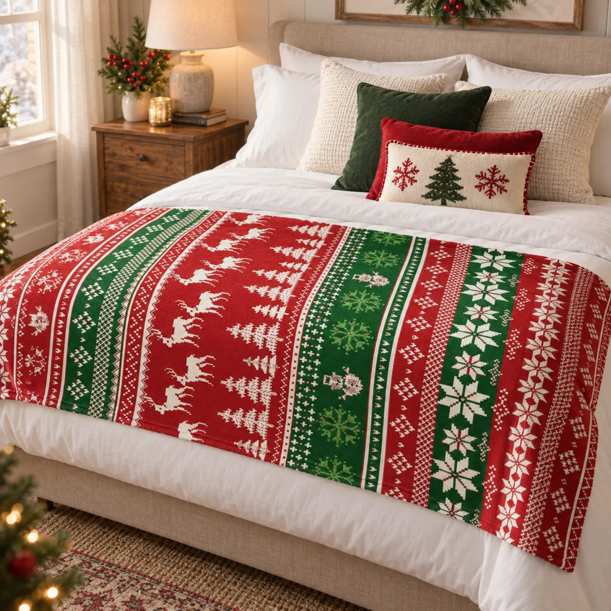 Rectangular Christmas Accent Throw Blanket