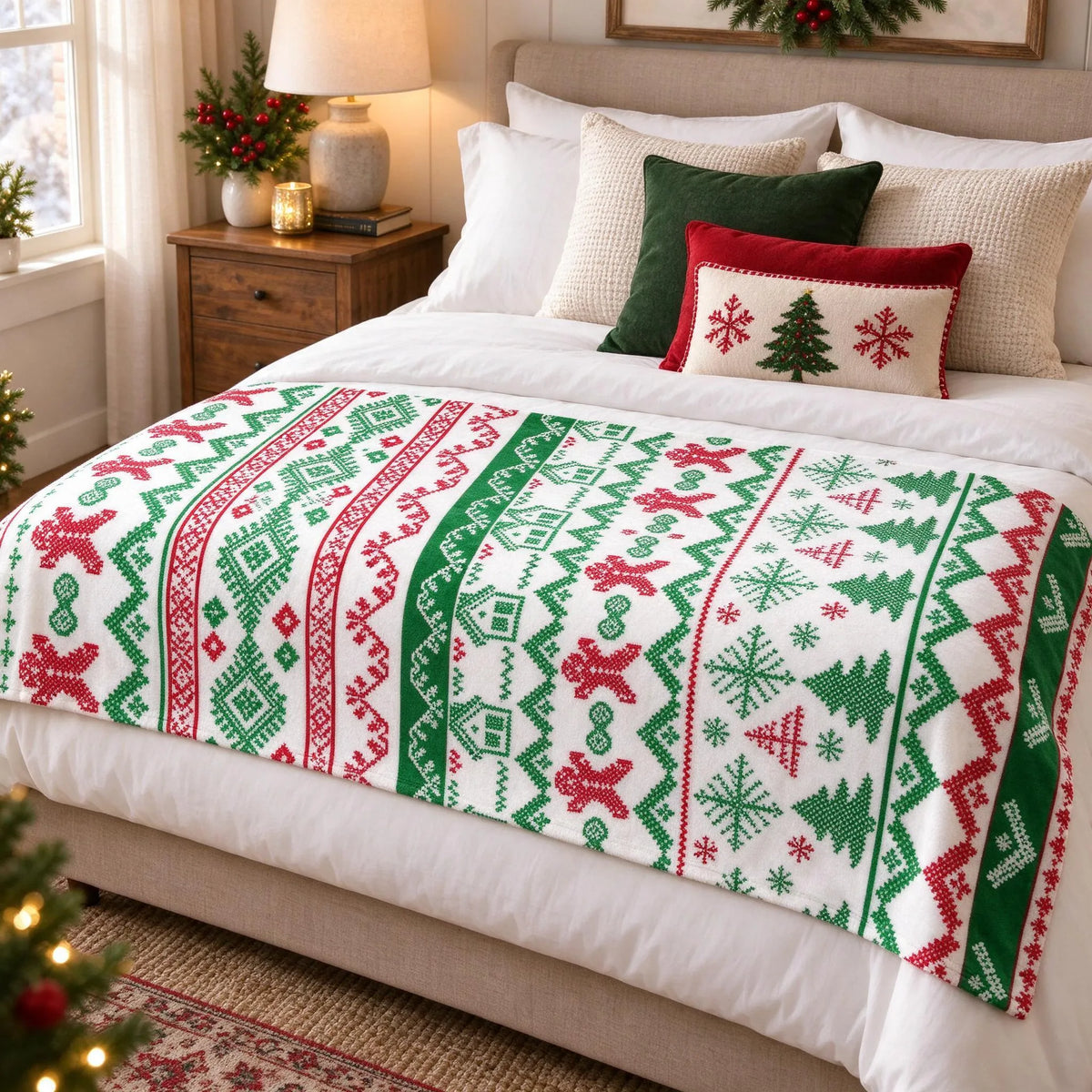 Rectangular Christmas Accent Throw Blanket
