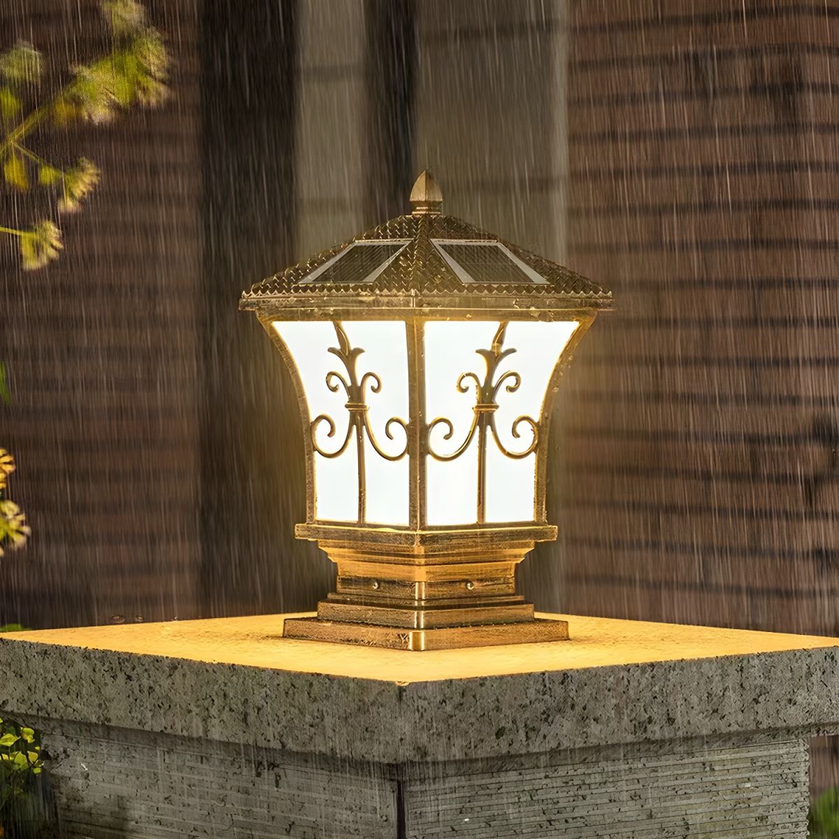 Rectangular Solar Metal Outdoor Light Fixture | Ilnexo