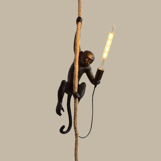 Resin Monkey Pendant Light Art Deco Interior Accent | Luvrano