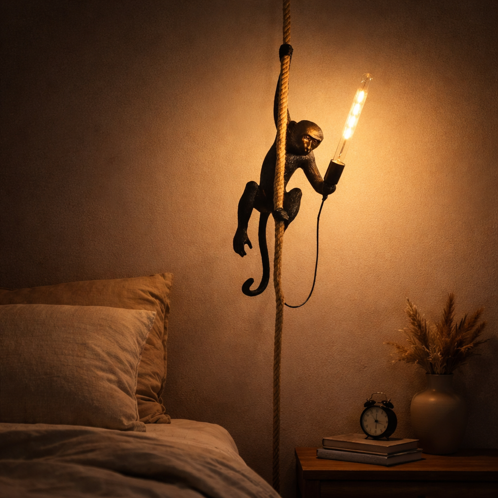 Resin Monkey Pendant Light Art Deco Interior Accent | Luvrano