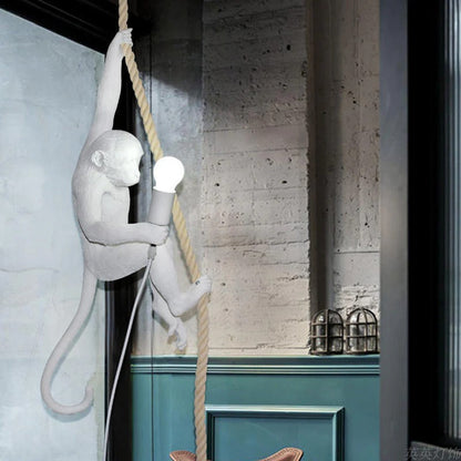 Resin Monkey Pendant Light Art Deco Interior Accent | Luvrano