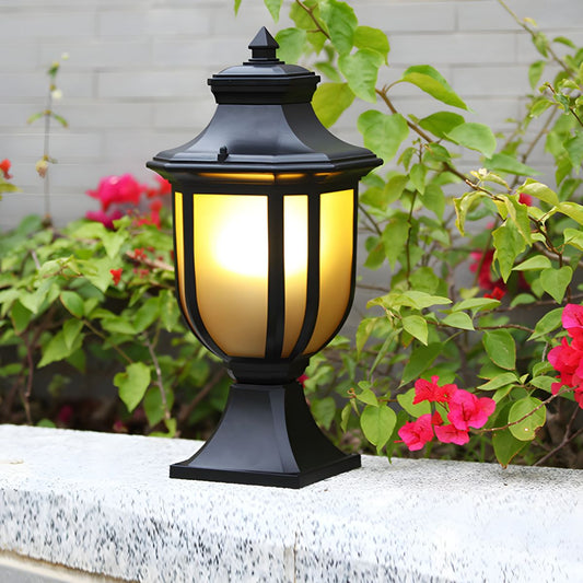 Retro Black Metal Outdoor Pillar Lamp Light | Jenvaro