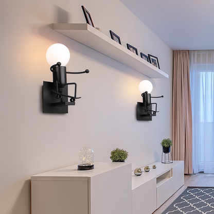 Retro Robot Metal Wall Light for Indoor Rooms | Lumivex