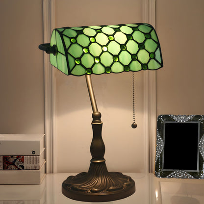 Retro Table Lamp with Gridded Glass Tiffany Style | Solvan